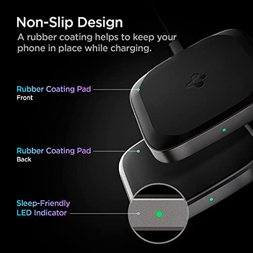 Spigen Wireless Charger Fast 15W Max Charging Pad Compatible with Galaxy Z Fold Flip 4 3 S22 S21 Ultra S20 FE S10 Plus Note 20 10 iPhone SE 2022 11 XR Galaxy [Adapter NOT Included]