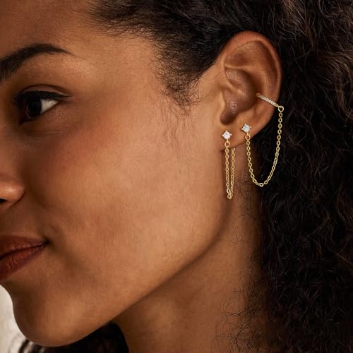Gold Earrings for Women 3 Pairs 14k Gold Plated Hoop Stacks Hypoallergenic Lightweight Stud Earring for Multiple Piercing Dangle Drop Cartilage Earring for Women Trendy Wedding Earring For Brides Gold Jewelry2