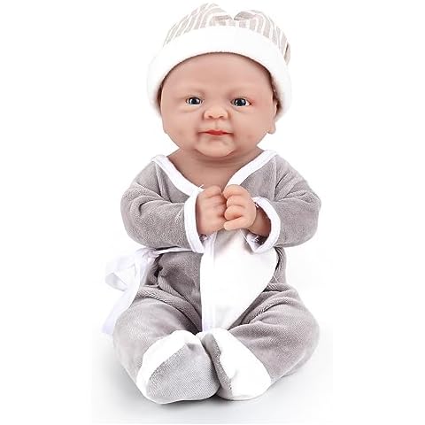 Vollence 14 inch Full Silicone Baby Doll Not Vinyl Dolls Realistic Newborn Platinum Silicone Baby Dolls Lifelike Doll Stress Relief for Adults with Gifts Box & Feeding Bottle Cover