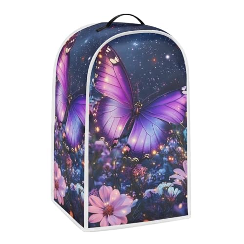 Image of Purple Butterfly Blender Cover | Washable Smudge-Proof Appliance Protector with Handle | Waterproof Dust Cover for KitchenAid /Ninja, Countertop Decor & Holiday Gift Essentials