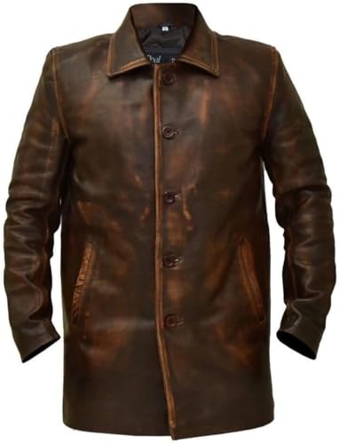 Image of Harocks Real Lambskin Leather Men's Coat- 3 /4 Length Brown and Black Leather Coat