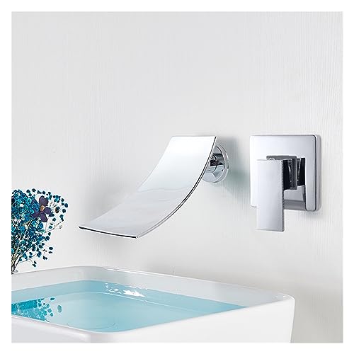 Mitigeur chaud et froid mural au design cascade noire pour vasque moderne
