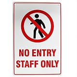 Warning Security Sign No Entry Staff Only 200x300mm Safety Metal Notice Office
