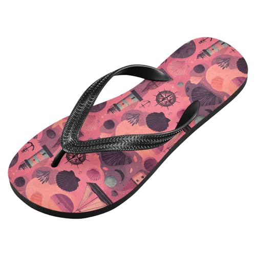 Flip Flop Sandals Nautical Cartoon Print for Women Men Beach Outdoor XS2