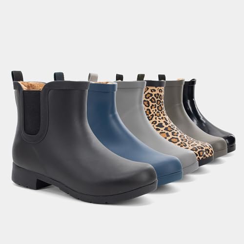 Chooka Damen Wasserdichter Chelsea-Stiefel aus Plüsch Gummistiefel, Delridge Black, 39 EU