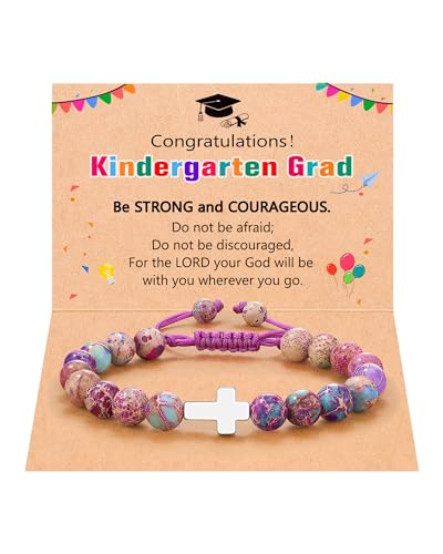 Image of UPROMI Cross Bracelet for Girls Baptism Communion Confirmation Gifts, Kindergarten /Preschool /5th Grade /8th Grade Graduation Gifts
