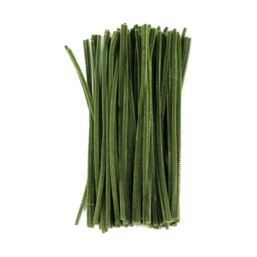 Olive Green Pipe Cleaner for Craft & Bouquet – 100 Pcs, 30 cm Fle...