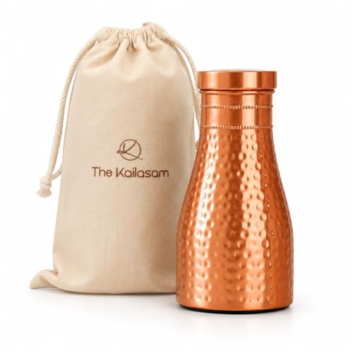 Image of Pure Copper Bedside Water Bottle 950ml | Handcrafted Ayurvedic Copper Bottle for Daily Use | Enhances Immunity, Balances pH, Premium Wellness Drinkware