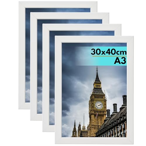 SAHZ Picture Frames White 30x40 cm Photo Frame - Wooden Picture Frame - Classic Home Photo Frames Picture Frame - Quality Modern Style - Pack of 4
