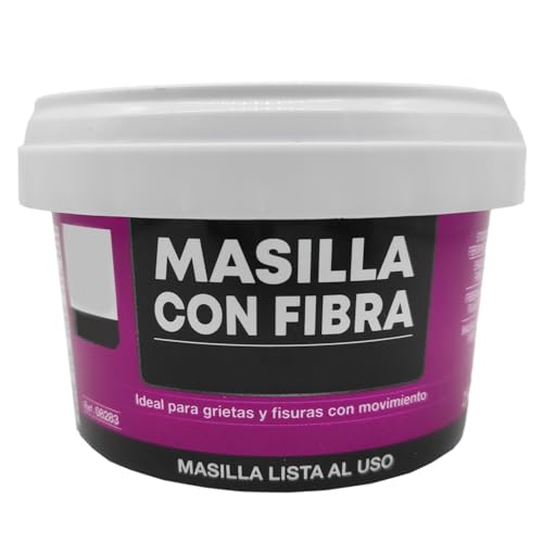 Tradineur - Masilla con fibra, retapado, reparación de grietas, fisuras en movimiento, albañilería, uso exterior, fabricado en España (250 g)