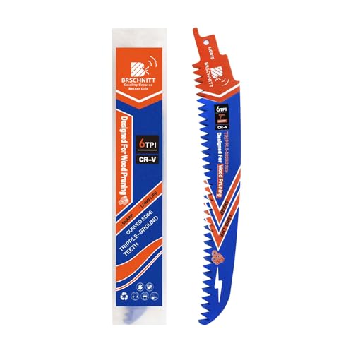 Image of Japanese Teeth Reciprocating Saw Blades 7 inch- Curved Edge Wood Pruning Saw Blades 6TPI for Tree Trimming, Wood Cutting, Cr-V Sabre Saw Pruning Blade