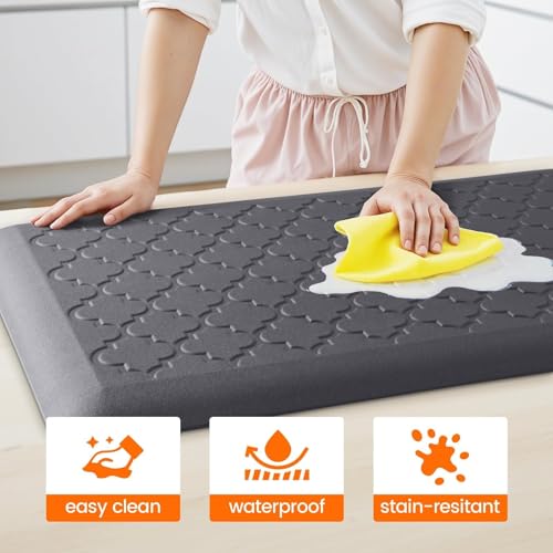 TranquilRelax 4/5 Inch Thick Anti-Fatigue Kitchen Mat Water Resistant Non-Slip Kitchen Floor Mat Ergonomic Comfort Standing Mat for Home Kitchen Office Laundry 17.3"x 60" Grey — view 4