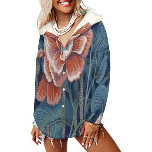 Veste Polaire Femme Style Rétro Chaude avec Poches Vêtement Hiver Doublé Sherpa