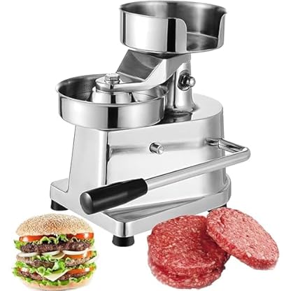 BTURYT Kommerzielle Burgerpresse, manueller 5-Zoll-Patty-Maker, Hamburger-Formmaschine, Edelstahl-Grillform-Fleischmaschine, for Patties