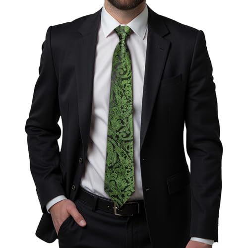 Image of Hi-Tie Mens 70inches Tie Set Extra Long Necktie for Men Cufflinks Handkerchief Big Tall Men Business Wedding