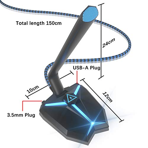 USB Gaming Mikrofon, IUKUS USB PC Mikrofon Desktop omnidirektionales Computer Mikrofon mit Stummschalttaste Plug and… – Bild 7