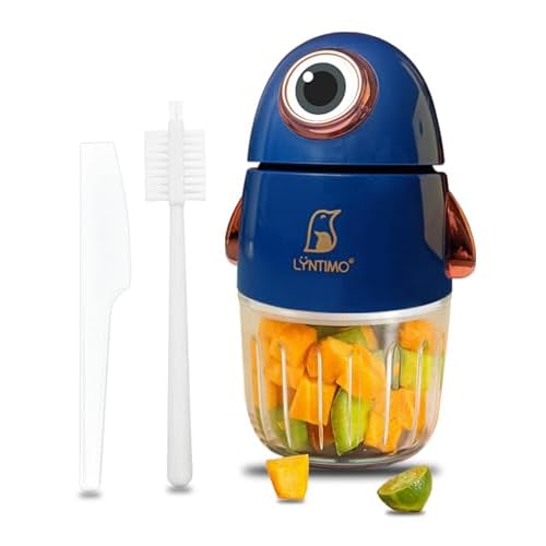 Baby Food Maker, 8 Blades Glass Baby Food Processor Set for Vegetables Fruits Meat, Baby Food Blender Puree Maker w/Spatula & Cleaning Brush, Baby Feeding Essentials (Dark Blue)