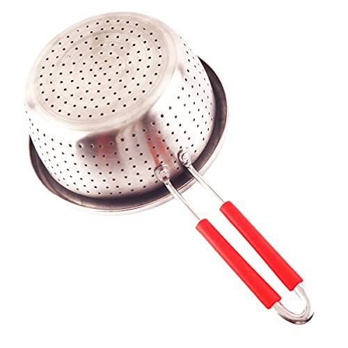 Passoire en acier inoxydable micro-perforée durable avec manche rouge - 6