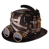 GRACEART Steampunk Hut Vintage Zahnräder und Nieten Hut Steampunk Zylinder