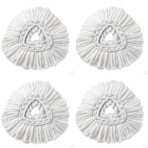 Spin Mop Heads Replacement Compatible with Vileda/O-cedar Easy Wring Spin Mop & Bucket System O - Cedar Head Replacement for Floor Cleaning Triangle Shape (4 Pieces) (White)