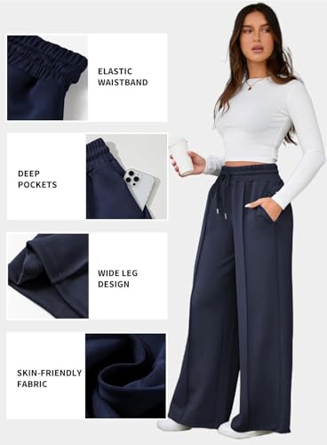 Image of Q - RIOUS Women's Wide Leg Drawstring Relaxed Fit Trouser