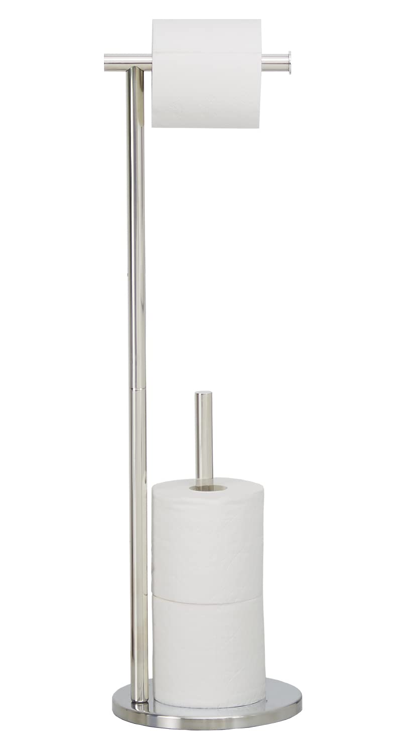 Toilet Paper Holder with Storage, Weighted Base Stainless Steel Tissue Roll Holder Freestanding for Bathroom, Naturous