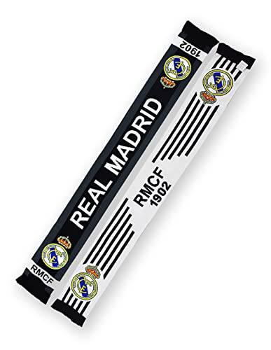 R ROGER'S Bufanda doble cara Real Madrid color negro y blanco