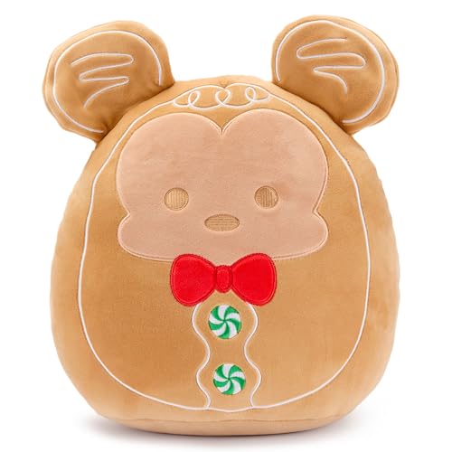 Disney Store Official Mickey Mouse Gingerbread Squishmallows Plush - 10 Inch Disney Christmas Stuffed Animal with Embroidered Features Detailed Plush Sculpting and Soft Squishy Fill