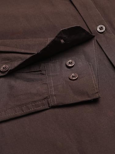 Image of Men's Cotton Linen Solid Shirt | Slim Fit Full Sleeve Casual Shirt | Lightweight | Breaethable | Stylish