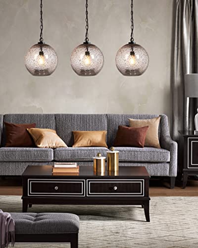 Casamotion 9455280-CLEAR Pendant Lighting For Dining Room Table Kitchen Island Entryway Foyer Glass Ceiling Hanging Light Fixtures Marble Clear Modern Farmhouse Large Globe Black Chain Kit 13 Inch H thumb #1