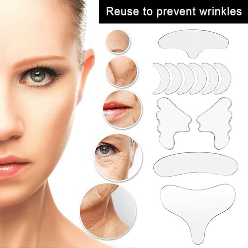 RXKFIGX 11 Pieces Anti Wrinkle Silicone Pads Reusable Forehead Wrinkle Patches Facial Anti Wrinkle Patches Neck Wrinkle Patches Chest Wrinkle Pads for Wrinkles Smoothing & Anti-Ageing - Image 4