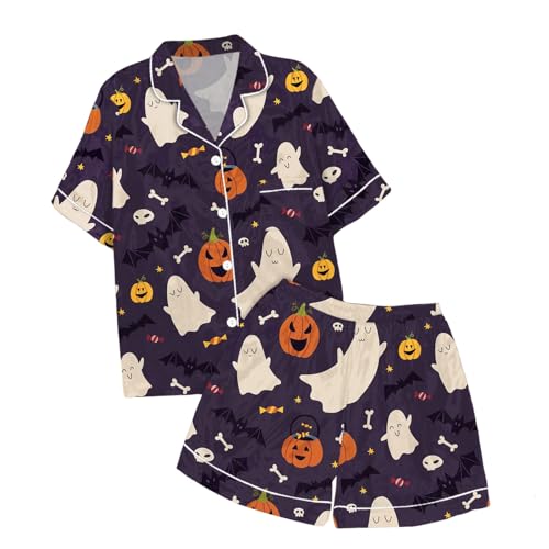 Betadog Womens Silk Pajamas Set Short Sleeve Sleepwear Purple Medium - image 3