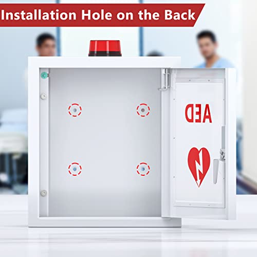 Steel Aed Defibrillator Cabinet, Wall Mounted Storage Cabinet With Alarm, Aed Cabinet Fits All Brands Cardiac Science, Zoll, Aed Defibrillator, Physio-Control, 14.2 X 7.8 X 15.7 Inch #TOP5