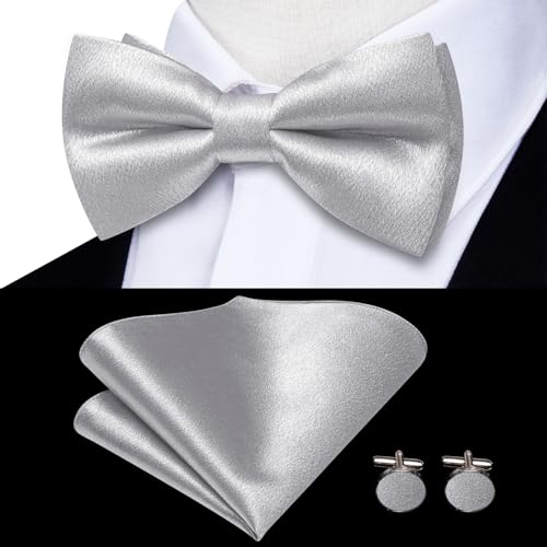 Image of Dubulle Suspender and Bow Tie for Men Paisley Solid Mens Suit Braces Pretied Bowtie and Handkerchief Cufflinks Formal Wedding