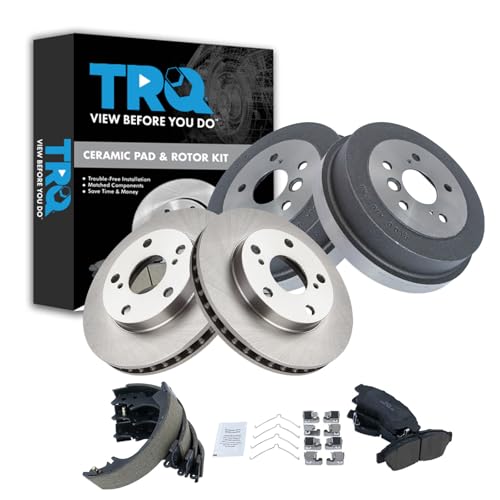 TRQ Front & Rear Brake Pad & Rotor,Shoe & Drum Kit Ceramic Compatible with 1992-2000 Toyota Camry