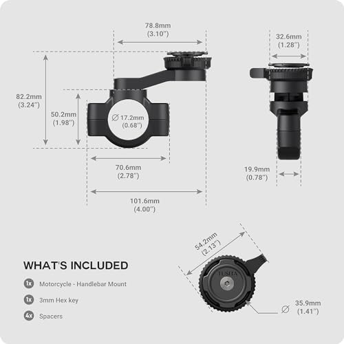 TUSITA Motorcycle Phone Mount Compatible with Quad Lock Smart Phone Case, Black, Fits 22.2mm to 32mm handlebars - Image 3