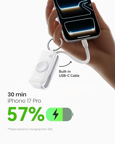 Image of INIU 3-in-1 Portable Charger, Small 5000mah Power Bank with Built-in USB C Cable and Watch Charger, 20W PD Fast Charging Battery Pack, Travel Charger for iPhone 16 15, Apple Watch, etc