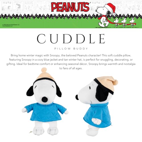 Image of Peanuts Snoopy Winter Coat Holiday & Christmas Bedding Super Soft Plush Cuddle Pillow Buddy, (Officially Licensed Product) By Franco