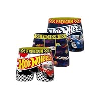 FREEGUN Boxer Enfant Hot Wheels, Caleçon Garçon Originale, Ultra-Doux et Respirant (Lot de 3) 6 Ans/8 Ans