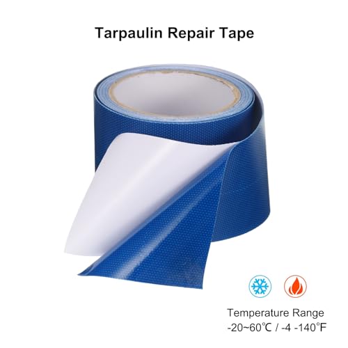 Image of PATIKIL Tarpaulin Repair Tape 3.15 inch x 16', PVC Waterproof RV Awning Repair Tape Patch for Outdoor Use Tent Repairing Home Improvement, Blue