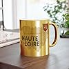 Fabulous Gold Chrome Ceramic Mug - Haute Loire 43 Department Le puy en Velay Ancienne Rare - 11oz #5