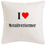Reifen-Markt Kissenbezug I Love Metallverformer 40cmx40cm aus Mikrofaser geschmackvolle Dekoration für jedes Wohnzimmer oder Schlafzimmer in Weiß mit Reißverschluss