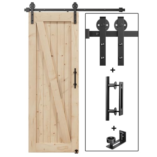 Image of EaseLife 4FT Sliding Barn Door Hardware Track Kit & Handle,Big Industrial Spoke Wheel Pulley,Wall Mount,Slide Smoothly Quietly,Easy Install,Black,48 inch Track Fit for 20-22 inch Wide Opening (No Door)