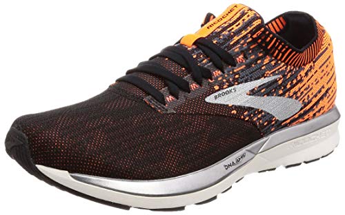 Brooks Mens Ricochet Running Shoe - Black/Orange/Ebony - D - 12.0