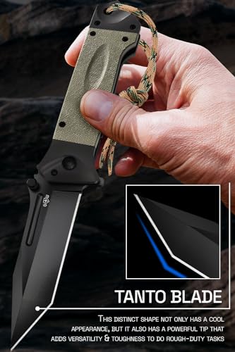 Grand Way 6688-BG Spring Assisted Knife - Survival Tactical Knife With Black Tanto Blade - Pocket Knives & Folding Knives thumb #3