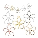 [Angoily] 100個花びら型金属チャーム ペンダント金具 ジュエリー製作用 ネックレス ブレスレット キーホルダー 手芸素材 中空デザイン