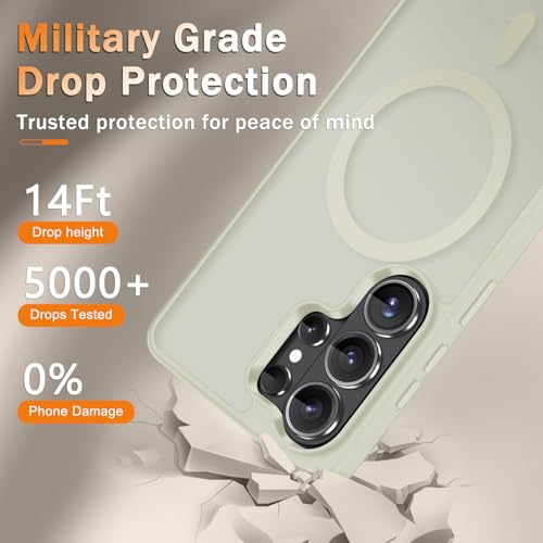 Image of for Samsung Galaxy S26 Ultra Case, Matte Magnetic Phone Cover, Cream White | Fit for MagSafe, Screen Protector included, Shockproof Military Grade Protection, Translucent Frosted Back