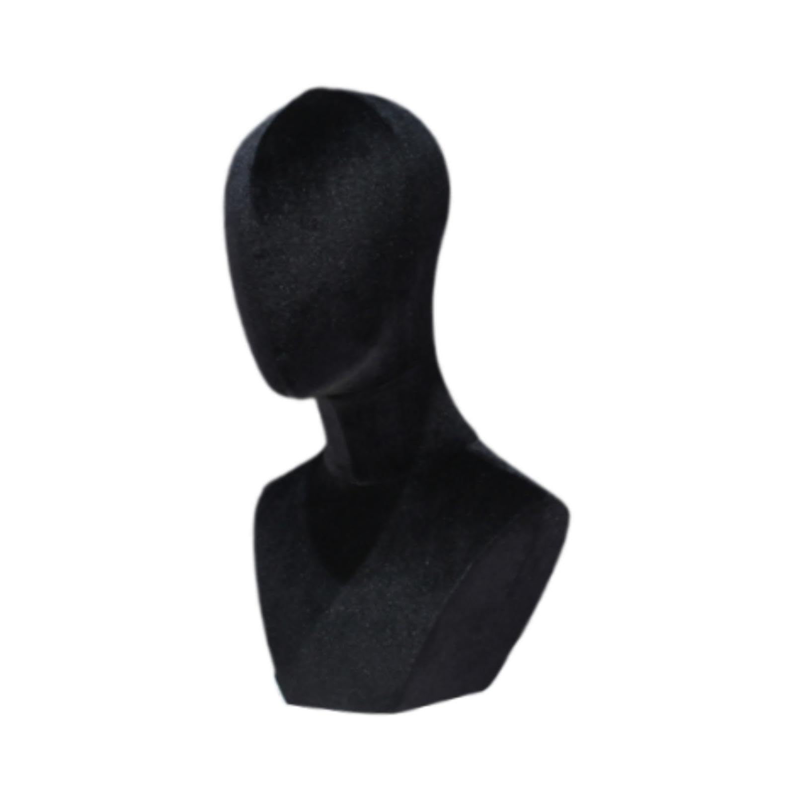 TWISAXC Classy Mannequin Head Display For Professional Showcasing Of Scarves Jewelry And Wigs Cosmetology Training Manikin Head Model Pendants Chain Styling , Black , Height 45cm