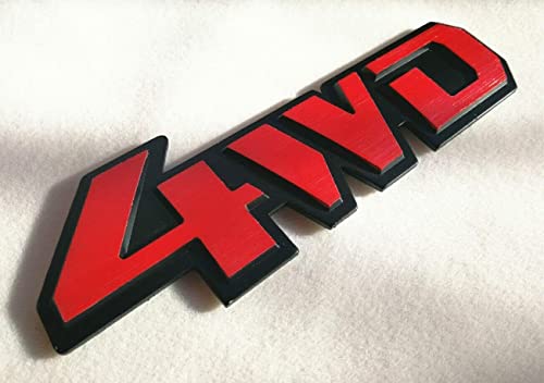 Image of 1x 4WD Badge Nameplate 3D Metal Fender Trunk Hood Door Sticker Fit for 4x4 Off Road AWD Car (Red Black)