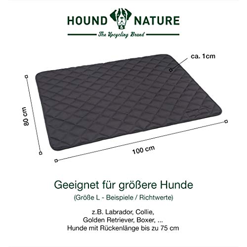HOUND & NATURE Öko Hundedecke Davos - weiche Hundematte waschbar, gepolsterte Liegedecke für große Hunde hygienisch, robust & nachhaltig (L - 100x80 cm, Grau)
